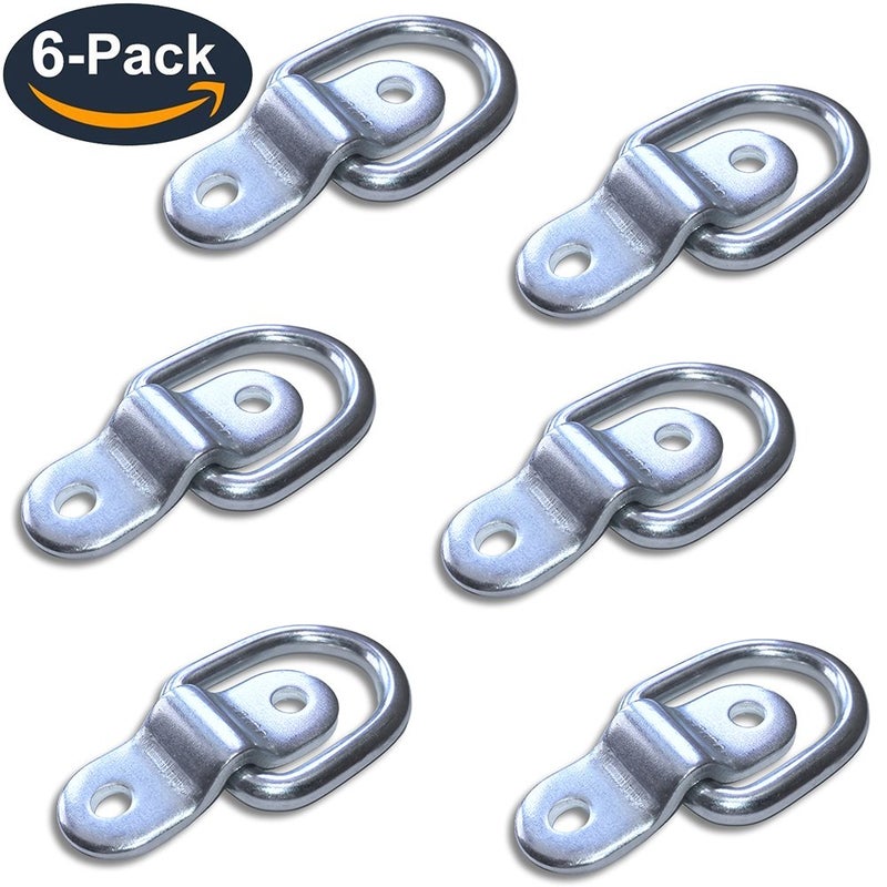 LE KAPMOZ D Rings Tie Down Anchors Hooks for Trailer Truck Bed Bracket Enclosed Points Pickup Camper Surface Mount D-Ring 1/4" Heavy Duty 6 Pack w/ 7200 Pound Capacity - Image 4